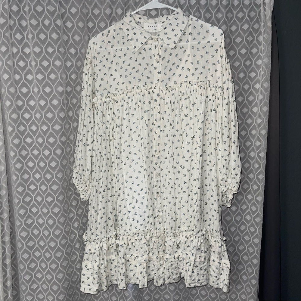 Vici White Ditzy Flowers Ruffle Babydoll Dress